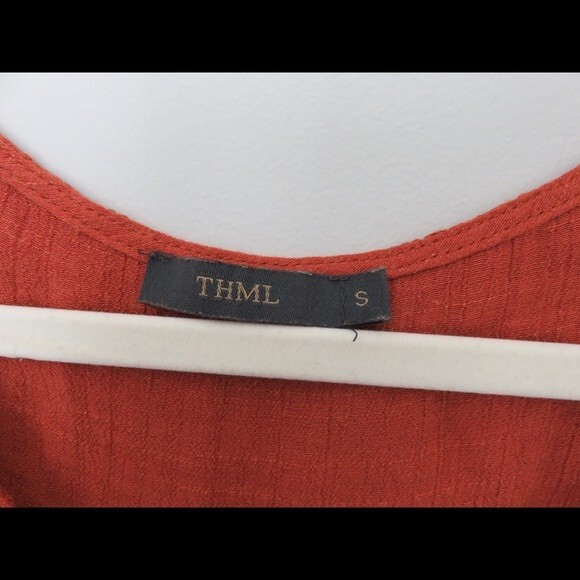 THML Tank Top Burnt Orange Embroidered Front Boho Scoop Neck High Low Hem Small - Picture 3 of 6